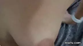 Slut fists herself in mall