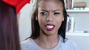 Shaved ebony girl gets creampied