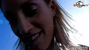 Teen brunette gets street pickup