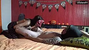 Masked teen sucks and rides