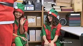 Petite babes in hot shoplift action