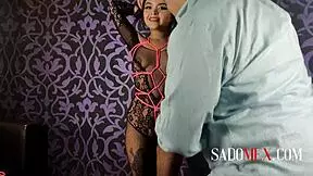 Teen Barbara Mont in rope bondage with a heavy focus on Shibari