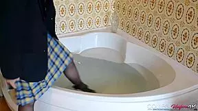 Uniformed Sophia Smith takes a bath