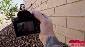 Amateur Bambi Black and her sister fucking each other sharing POV point of view camera while standing on the tripod