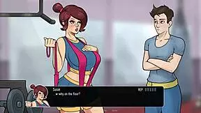 Deepthroating action in Busty Game