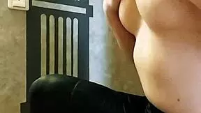 Naked young wife seductively enjoys herself while at home alone