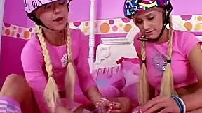 Teens touch young beauties’ skin with their hands())While watching these babes, men will get a nice chance to observe young blondes, who don’t shy from touching each other’s bodies with their fingers