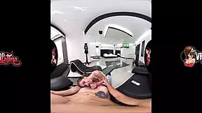 We have young inked girl exercising and pleasing in vr