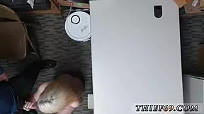Naked young blonde woman strip searched by serious police officer