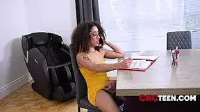 Sexy step dad and young girl catch each other while she is studying