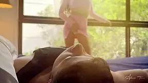 Steamy scene with tempting beauty