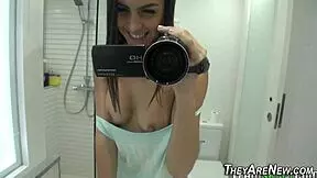 Teen’s first time on cam with cumshot