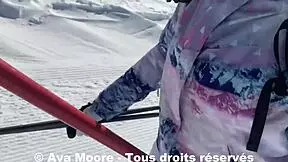 Ava Moore caught dildoing ass by skiers outdoors. Shocking public anal on train vlog x.