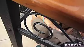 Young extra small 18 year old first time getting into step broth’s banana in public