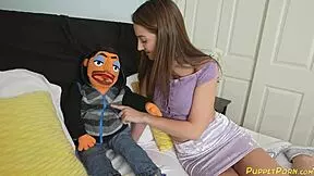 Lily Adams gets a large facial from the artificial partner