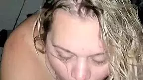 Teen boy fucks young blonde mommy who gags on his big dick before boning him in the missionary and doggy positions