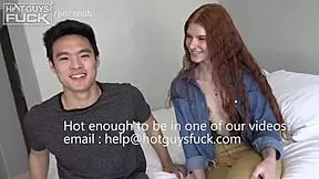 Vigorously developed muscular athlete Charlie Tran gets sexual intercourse with beautiful young redheaded Jane Rogers