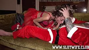 Little angel plays with a cock and swallows two detrimental cumshots in XXXmas 2020