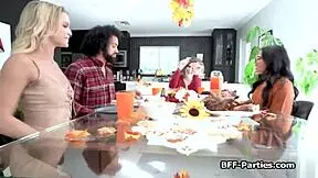 Four unknown men make out and perform oral sex and lick each other’s asses on a Thanksgiving day