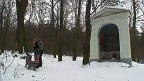 Young blonde's snowy father law frenzy