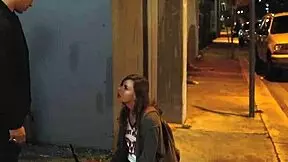 Alex Blake, a naive girl, fucks a big cock in the alley and receives a blowjob