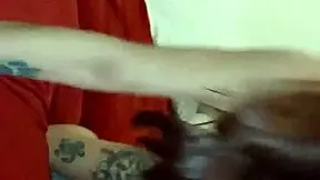 Tiny slut has her tiny, tattooed tits painted with jizz