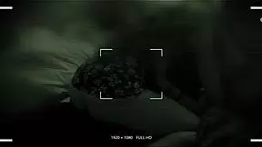 Recording at night captures girlfriend in bed embracing and cuddling with a friend
