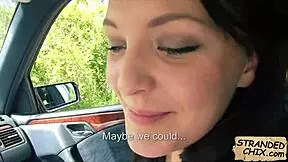 Young man hitchhiking finds a gorgeous guy to get it on with