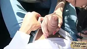 Young man hitchhiking finds a gorgeous guy to get it on with