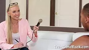 A big black man again shags a thin woman with tiny tits