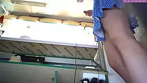 Teen step sister films herself at work with attractive young blonde,but amateur,girl