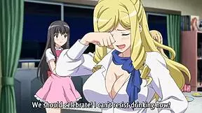 A full-breasted teen is given a large Internal ejaculation-Hentai with subtitles