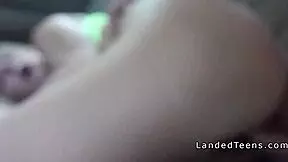 A young blonde woman hitchhiking receives facial from stranger