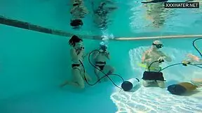 Eva Sasalka fakes reality once again in underwater pool threesome romantic comedy
