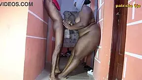 Patricia has a hot session with a black newbies in the corridor
