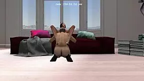Teen girl is fucked in the mouth and her cunilingus skills are examined in Second Life