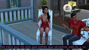 Old and young together with huge floppers Karen in The Sims 4