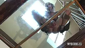 Wendy Star – Busty MILF crawling on the hot glass floor there isn’t a dildo in her pussy