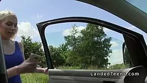 A young ‘nubile’ blonde girl having sex with a complete stranger in a back yard