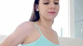 Luscious young brunette after deep throat blowjob with a cock in a mouth in POV version