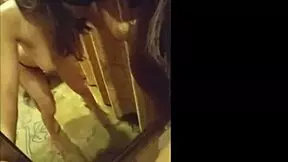 College student asian babe on my cock in a college dorm