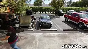 Gorgeous titted beautiful blonde decides to sell her car for cash and make sure that nobody gets to know about it