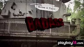 Slutty bleached blondes Taylor Seinturier and Nadia Moore undress fully to their cars before their tank