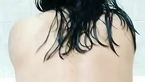Japanese petite teenage girl twerking at motel bathtub