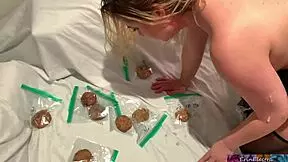 This video features a blonde teen maid fucking her stepson’s hard cock in her ass