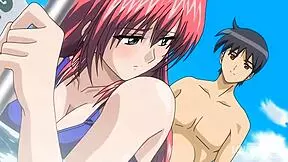 Anime step-sis nearly gets caught while swimming with step-brother in the pool