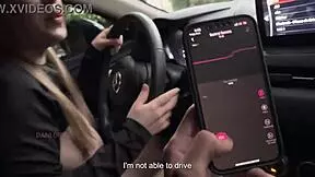Pretty girl Dani Ortiz has big natural tits and she masturbates while sitting in her car