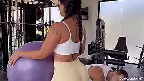 Fitness enthusiasts in their prime, drenched in sweat, experience an arousal