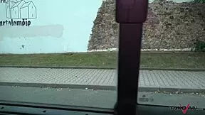 Cum in mouth, 18y.o. blonde gets backseat action in a car