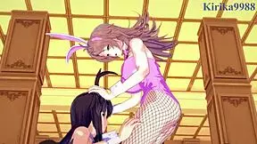 Intense lesbian action in Super Robot Wars hentai
